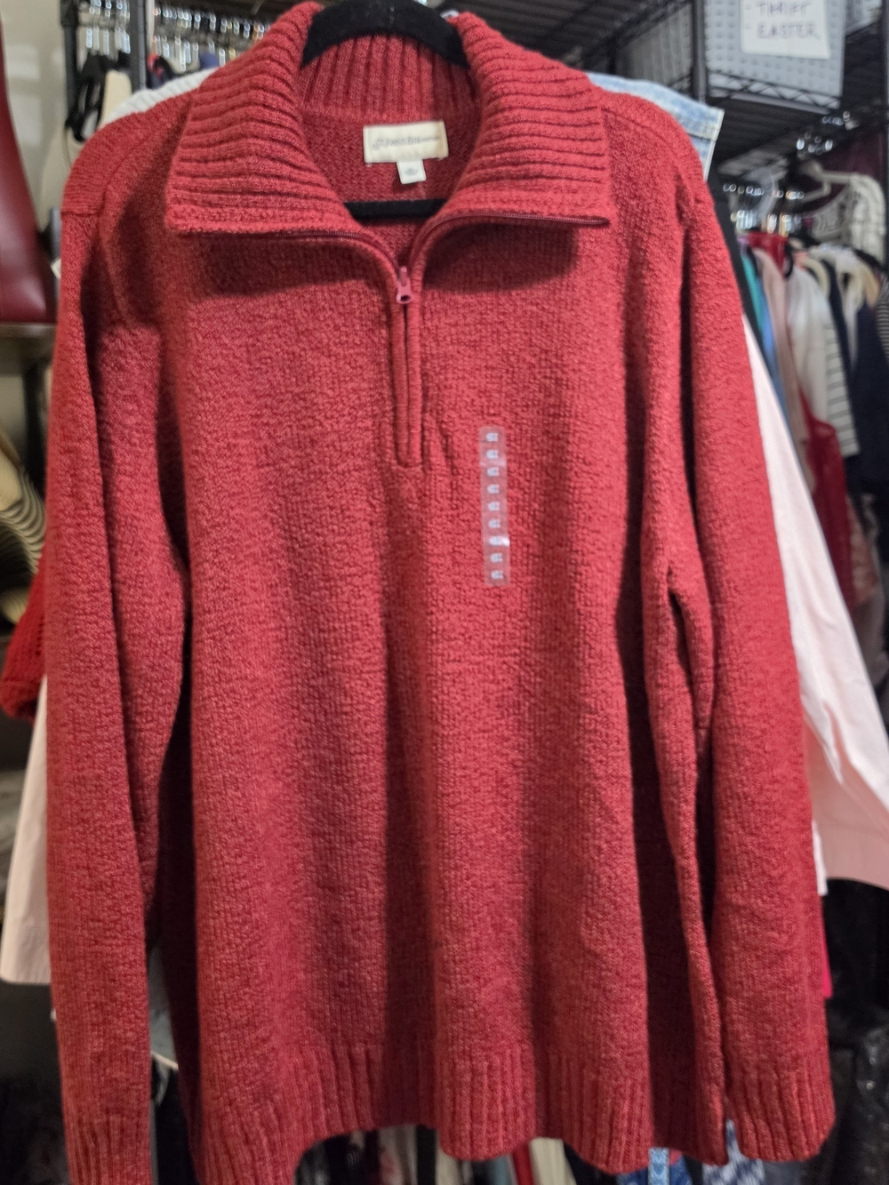 ST JOHNS BAY WOMAN Red Quarter-Zip Sweater